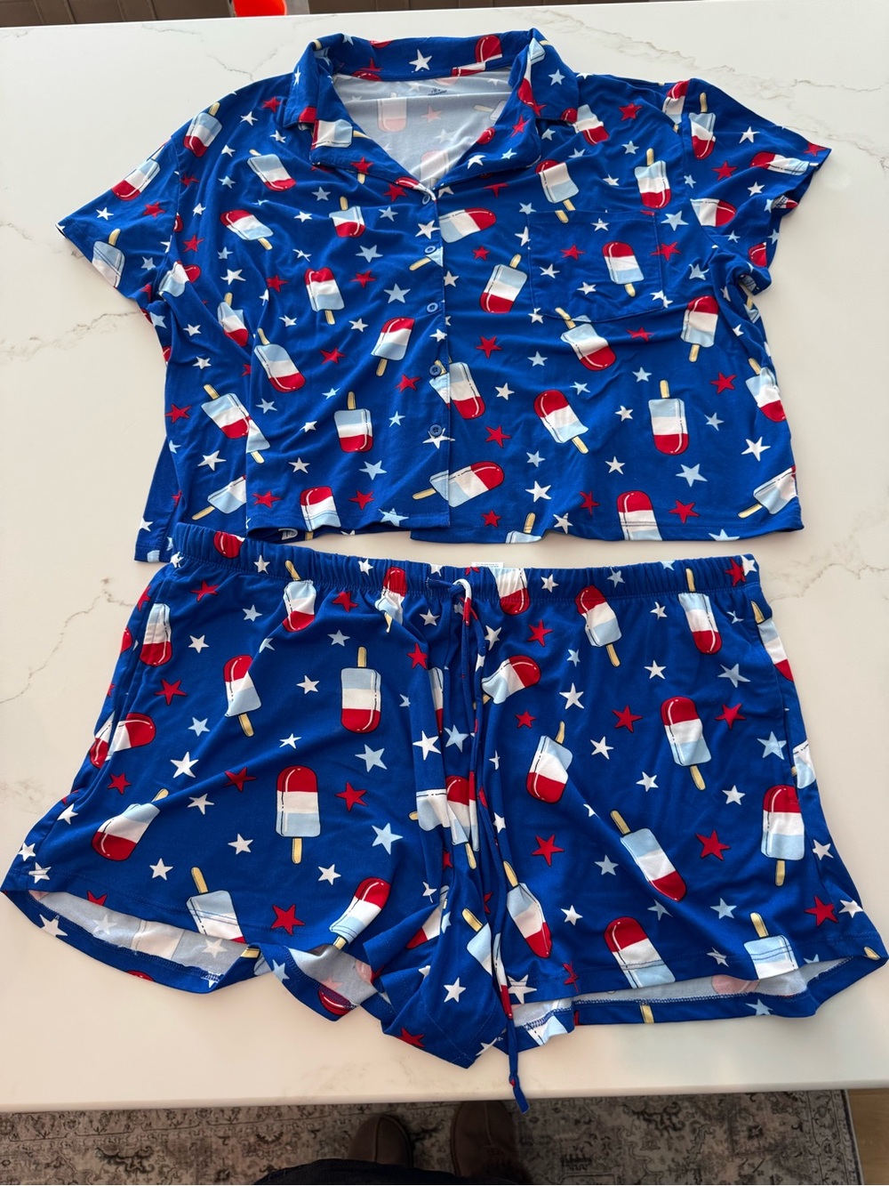 Star Spangled Blue Popsicle Short Pajama Set